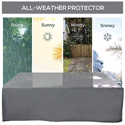 Outsunny Grey Water-Repellent Outdoor Garden Furniture Sofa Set Cover, W: 192 cm – 3