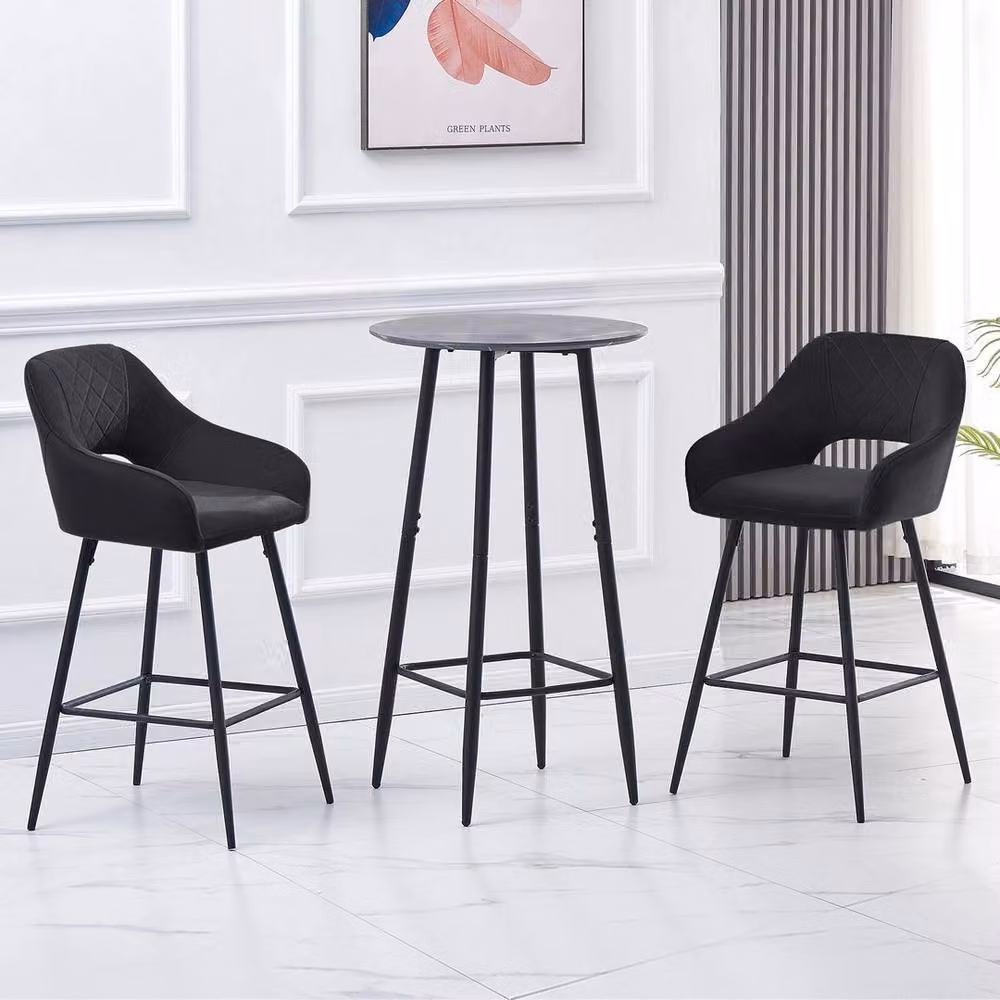 FORGEVIO Set of 2 Modern Black Metal Breakfast Bar Stools – 5