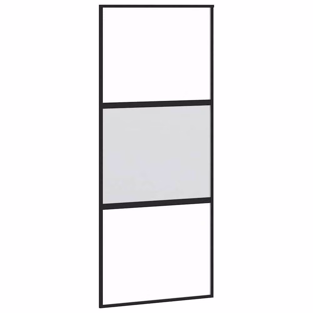 Berkfield Home Modern Sliding Door with Hardware Set, Black Aluminium and Transparent Tempered Glass, W: 90 cm, H: 205 cm – 2