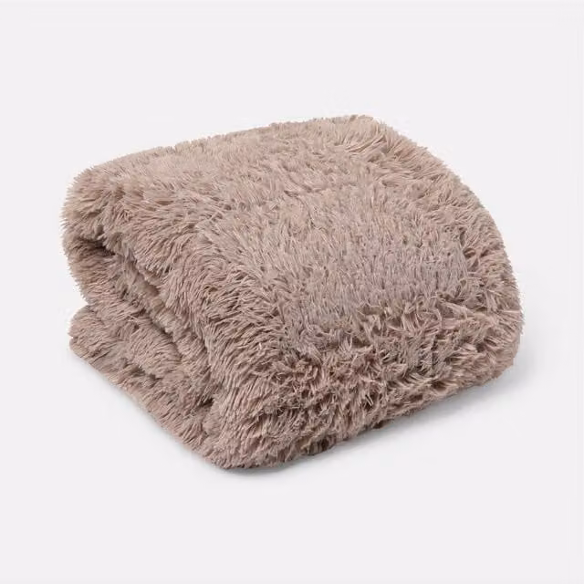 OHS Fluffy Fleece Sensory Sleep Therapy Weighted Blanket in Natural Beige, 6kg, W: 125 cm, L: 180 cm
