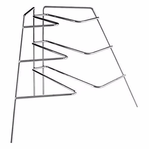 Orsina Silver Metal 3 Tier Freestanding Corner Plate Rack, Width: 37 cm