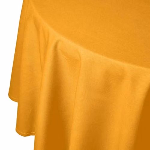 Homescapes Plain Cotton Round Tablecloth in Yellow, Diameter: 178 cm