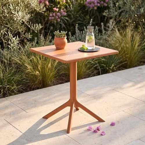 Core Products Rimini Bistro Dining Table, Square Weather-Resistant Garden and Patio Table in White or Green, W/D/H: 60 x 60 x 75 cm – 3