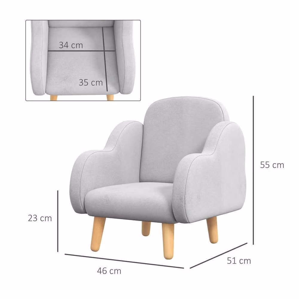 STILVORA Kids Armchair with Cloud Design in Grey Velvet – 2