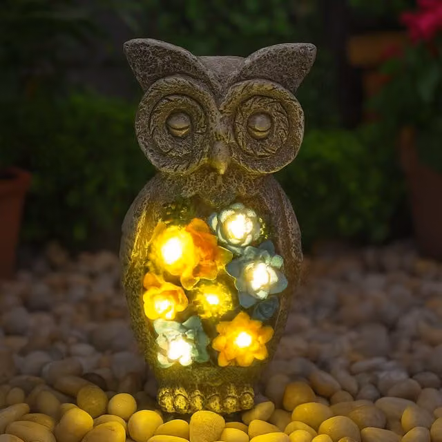 ILFD Group Ltd Solar Owl Garden Ornament in Grey, 6 Pack – 1