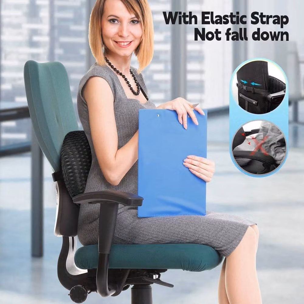 EONLION Black Memory Foam Lumbar Support Wedge Pillow with Removable Breathable Cover for Adults – 5
