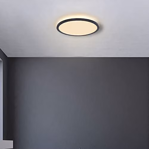 Netlighting Sapana Round LED Flush Ceiling Light, Black or White, IP44, 3000K Warm White, Diameter: 42 cm – 5