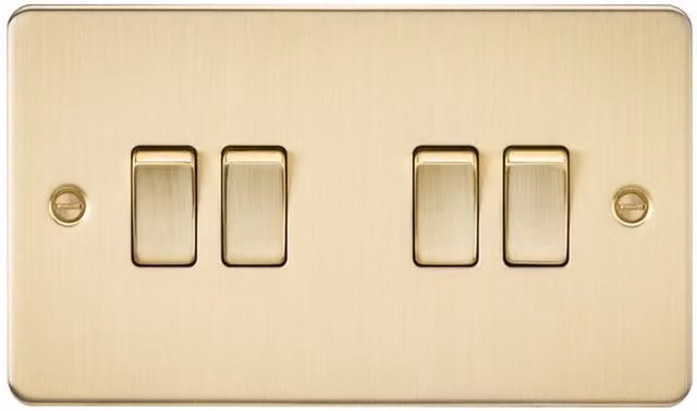 Knightsbridge FP4100BB Brushed Brass 2-Way Flush Plate Switch
