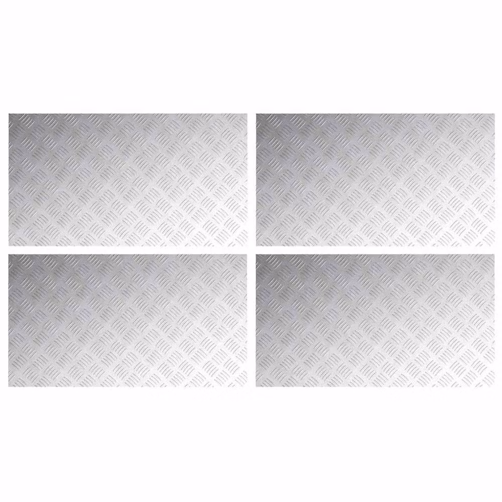Berkfield Home Modern Anti-Slip Aluminium Checker Plates, Silver, 4 Pieces, W: 90 cm, D: 50 cm – 2