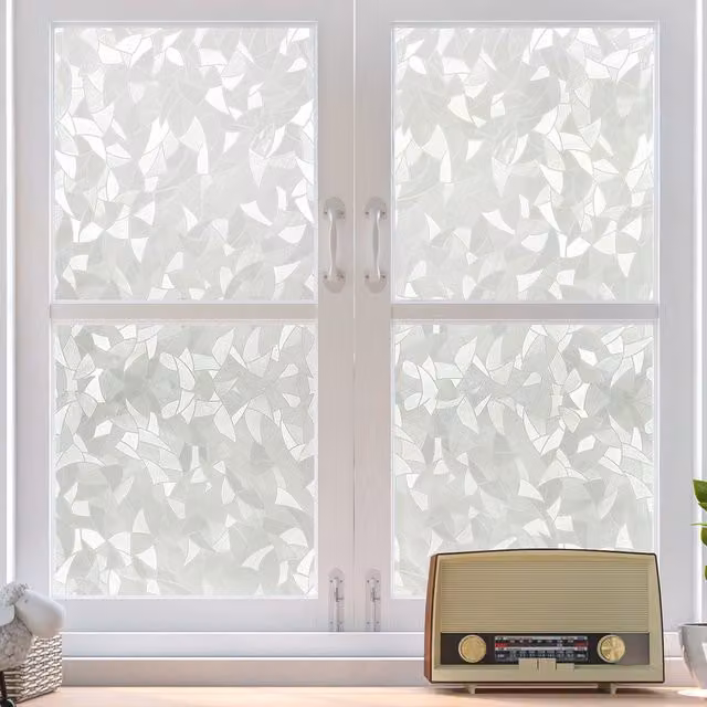 Livingandhome Self Adhesive Transparent White 3D Privacy Film for Glass Windows
