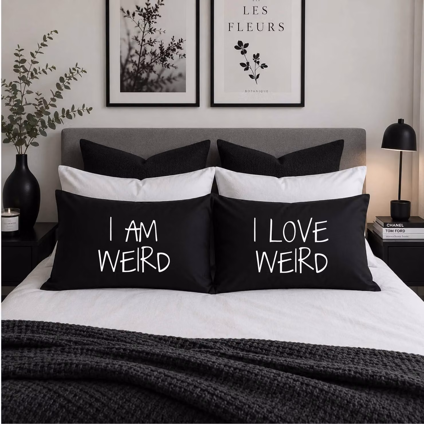 60 Second Makeover Black I Am Weird I Love Weird Cotton Pillow Cases – 2