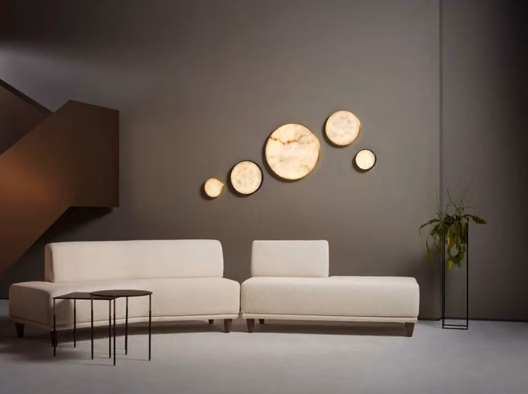 CTO Lighting Anvers Large Round Flush Wall Light in Gold/Brass and White