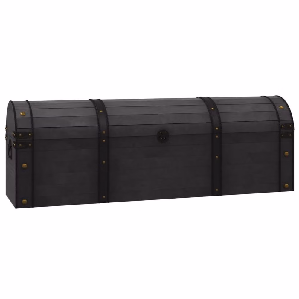 Berkfield Vintage Style Solid Wood Storage Chest in Black, W/D/H: 120 x 30 x 40 cm – 2