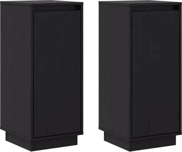 Berkfield Home Set of 2 Black Solid Pine Wood Sideboards, W/D/H: 31.5 x 34 x 75 cm – 1