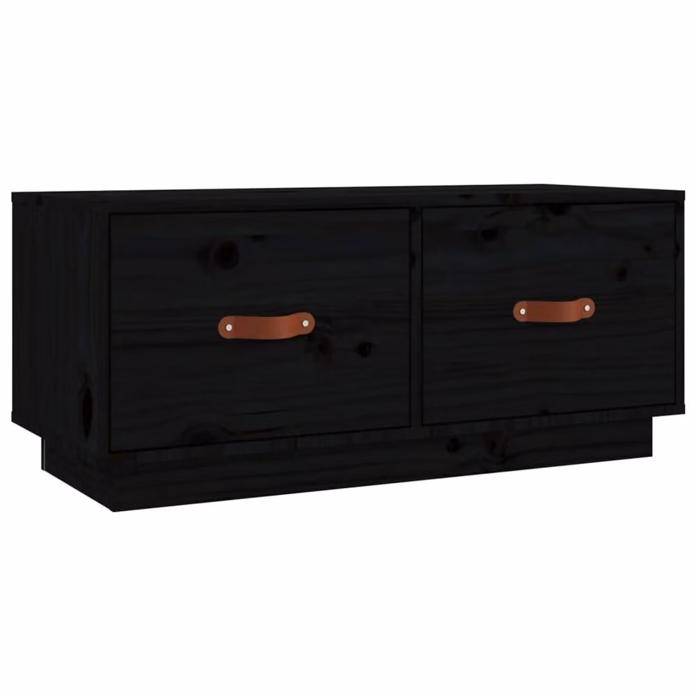 Berkfield Home Black Solid Wood Pine TV Cabinet W/D/H: 80 x 34 x 35 cm – 2