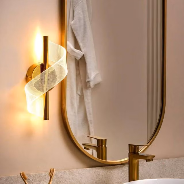 Wyld and Coco Gold Spiral LED Metal Wall Lamp