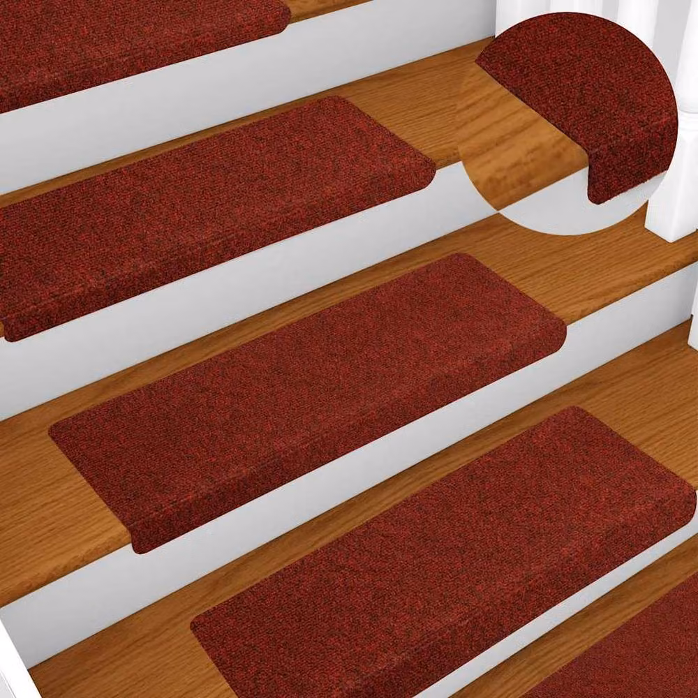 Berkfield Home Needle Punch Stair Mats, 5 Pack, Bordeaux Red, W/D/H: 65 x 21 x 4 cm – 3