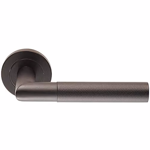 Loops PAIR Knurled Round Bar Handle on Round Rose with Concealed Fix, Matt Black