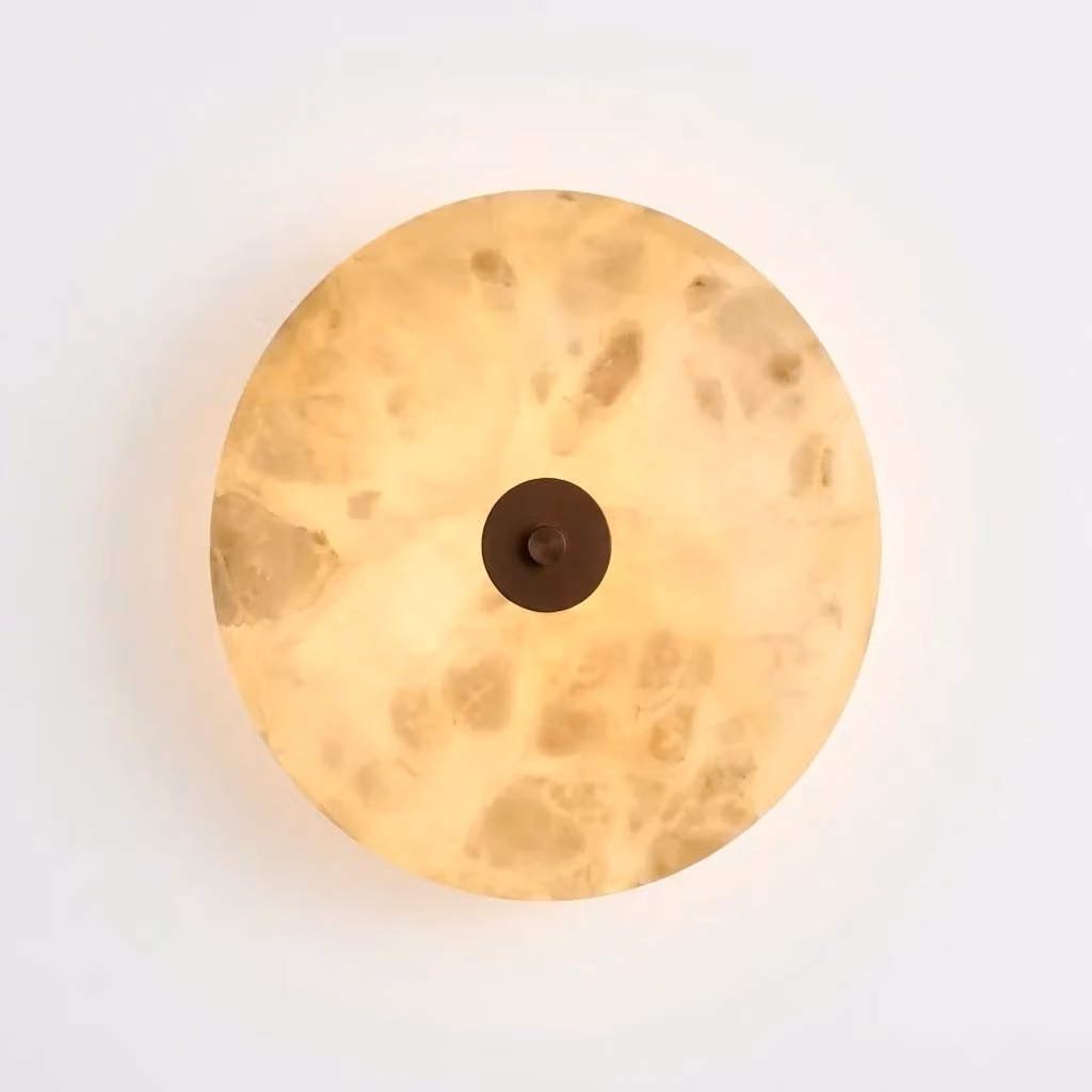 Araco Lumière Frozen Evara Alabaster LED Wall Light in Beige and White Stone Effect