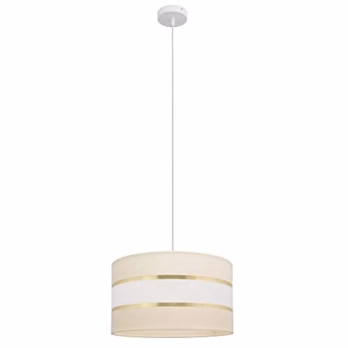 Netlighting Helam Cylindrical Pendant Ceiling Light in Beige, Gold and White, Diameter: 35 cm