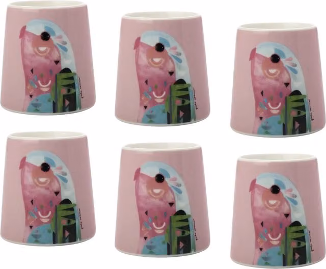 Maxwell & Williams Pete Cromer Parrot Porcelain Egg Cups, Set of 6, Yellow and Pink