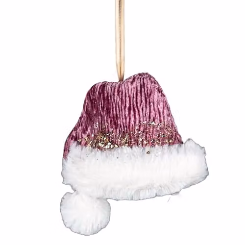 Shatchi Pink and White Mini Santa Hat Christmas Hanging Pendant, W/D/H: 13 x 13 x 12 cm – 3