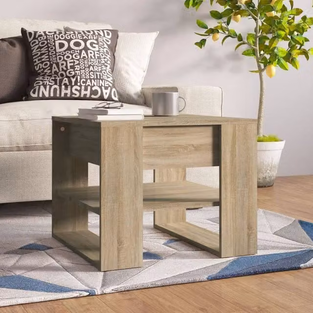 Berkfield Home Sonoma Oak Coffee Table, Brown, W/D/H: 55.5 x 55.5 x 45 cm – 1