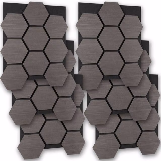 tectake Oak Gray Sound-Absorbing Acoustic Felt Wall Panels in Grey