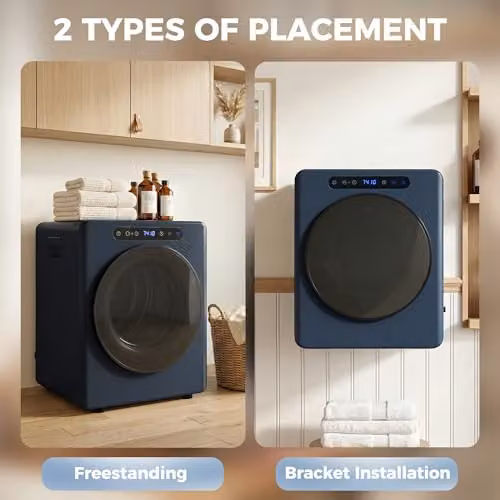 HOMCOM Vented Front Loader Tumble Dryer, 5kg Wet Laundry/3kg Dry Capacity, 1000W, Blue – 5