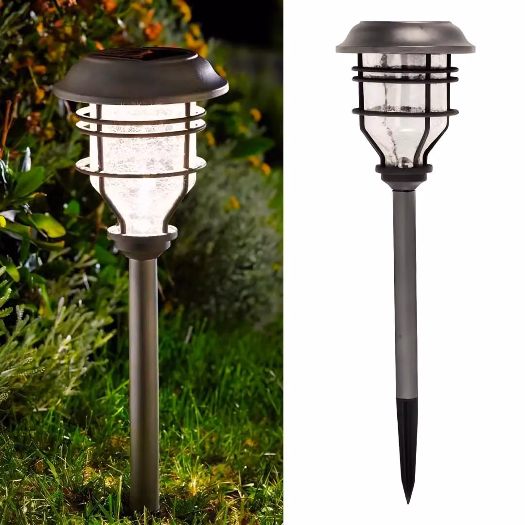 Marco Paul Large Solar Crackle Ball Stake Light in Silver – 6