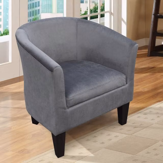 Comfy Living Modern Velvet Tub Chair with Armrests in Grey