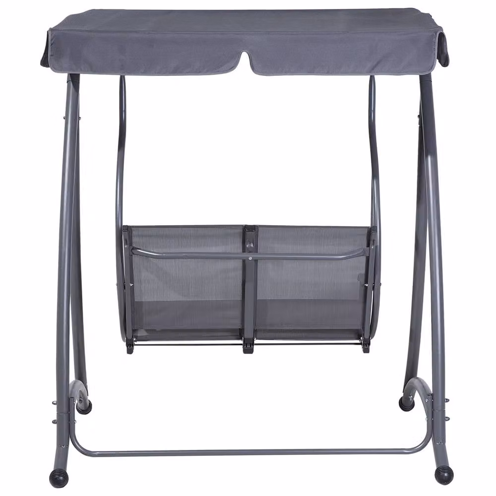 Wyld and Coco 2 Seater Modern Garden Swing with Sun Canopy in Grey Textilene and Powder Coated Steel – 4