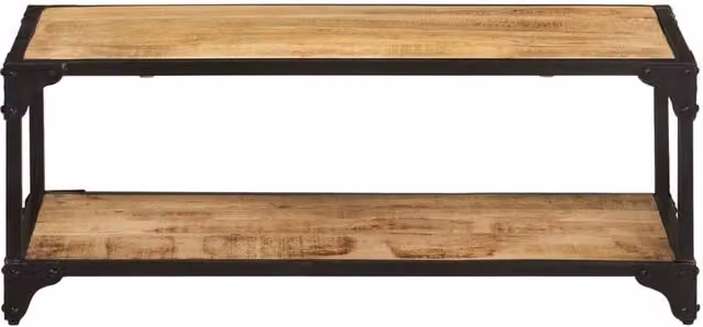 Berkfield Home Solid Rough Mango Wood Coffee Table in Brown, W/D/H: 90 x 45 x 35 cm