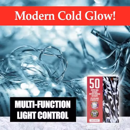 VFM e-Store Outdoor Copper Wire Christmas Lights in White (50 LEDs) – 6