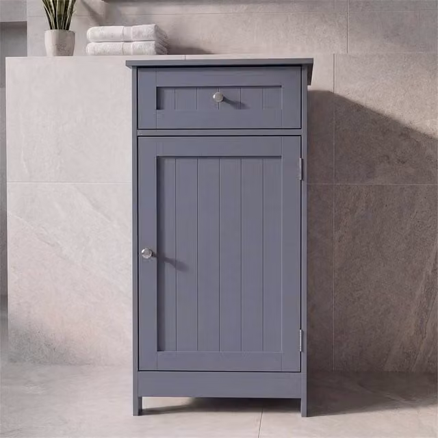 FORGEVIO Grey Bathroom Storage Cabinet with 1 Door and 1 Drawer