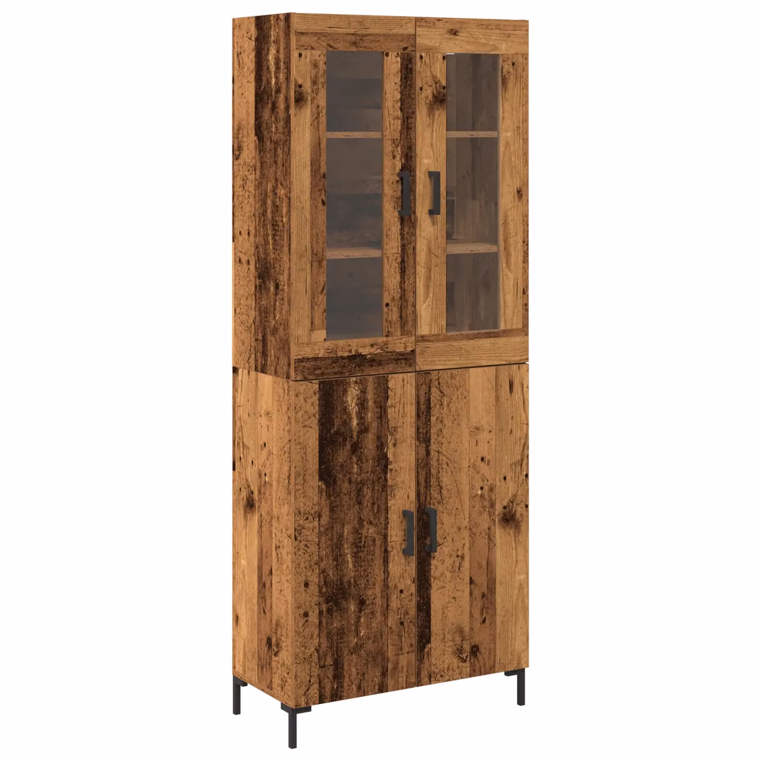 Berkfield Home Rustic Brown Sideboard and Wall Cabinet Set with Glass Doors – 2