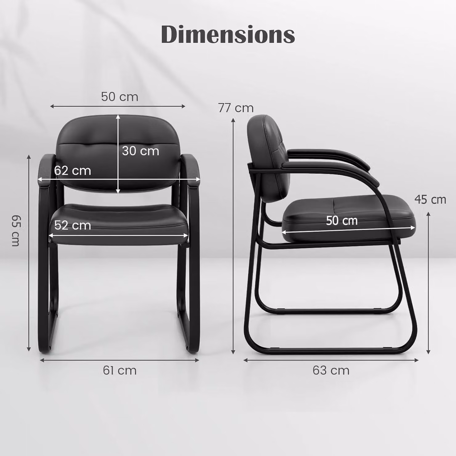 Gymax 2 Pack Black Upholstered Office Guest Chairs with Padded Armrests – 3