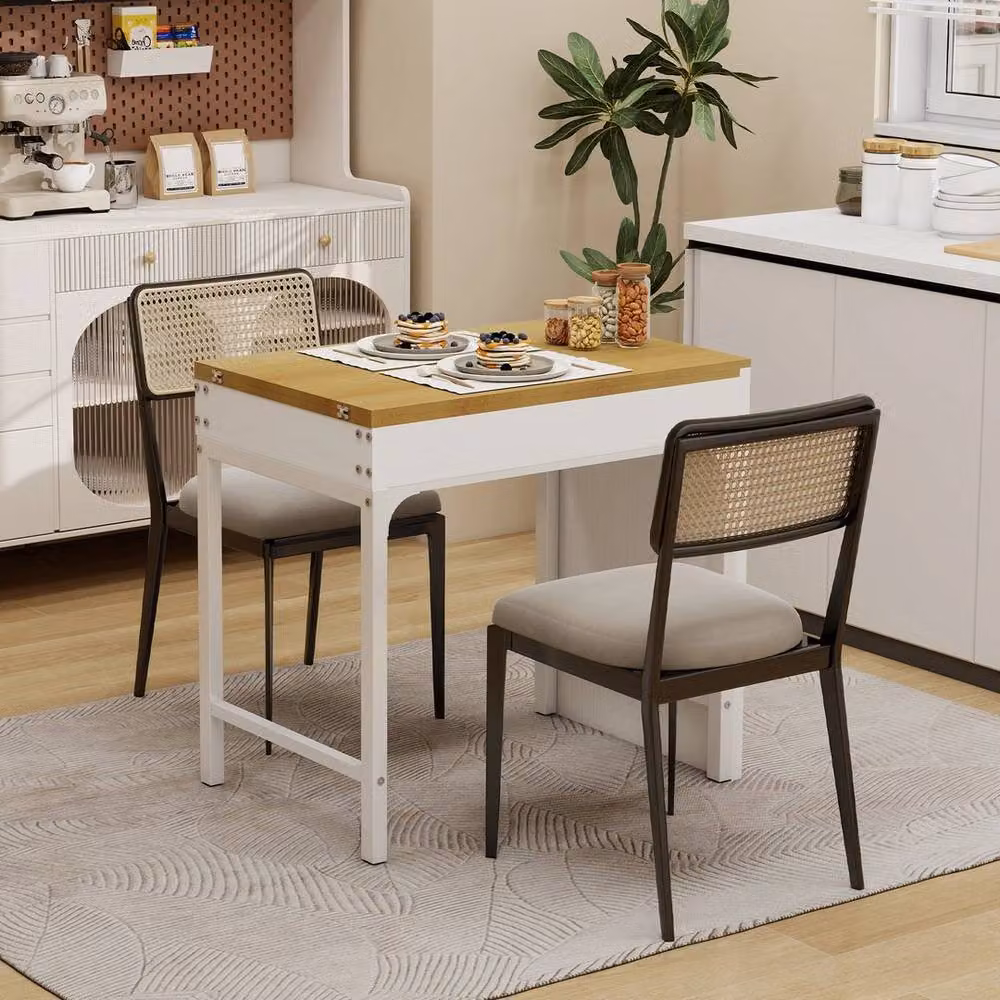KORVIXA Extendable Rectangular Dining Table in White with Butterfly Leaf, W/D/H: 80 x 160 x 76.5 cm – 3