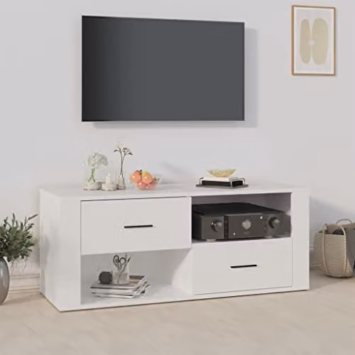 vidaXL Modern White TV Cabinet in MDF, W/D/H: 100 x 35 x 40 cm – 2
