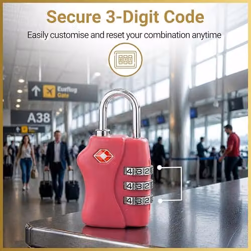 Shatchi TSA Approved 3 Digit Combination Luggage Locks, 2 Pack, Multicolour – 4