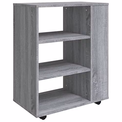 vidaXL Rolling Cabinet in Grey Sonoma, W: 60 cm, D: 35 cm, H: 75 cm, Made of Engineered Wood – 1