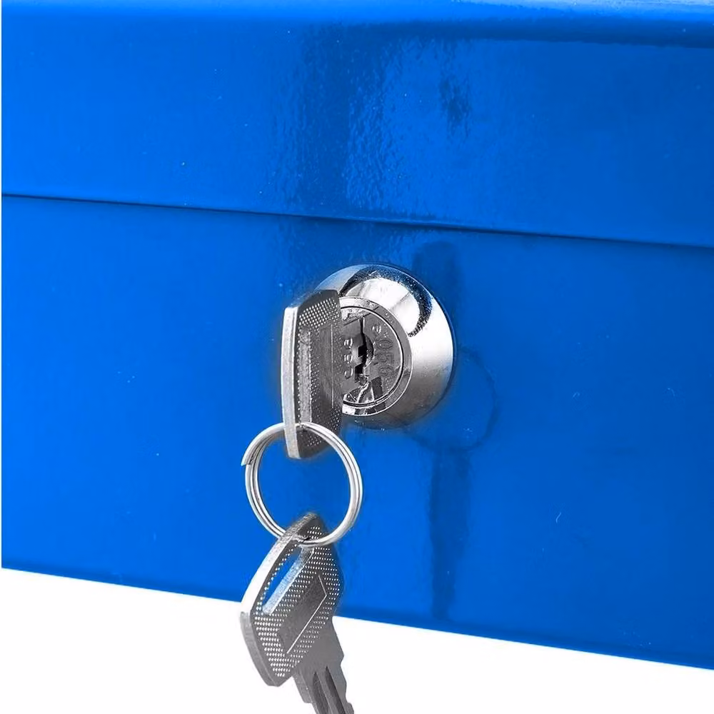 Spetlek Blue Heavy Duty Steel Cash Box with Lid for Secure Money Storage – 3