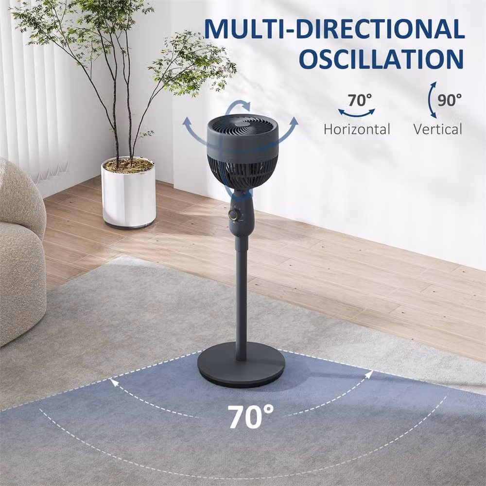 HOMCOM 12 Inch Grey Standing Floor Fan with Oscillation, Height: 140 cm – 5