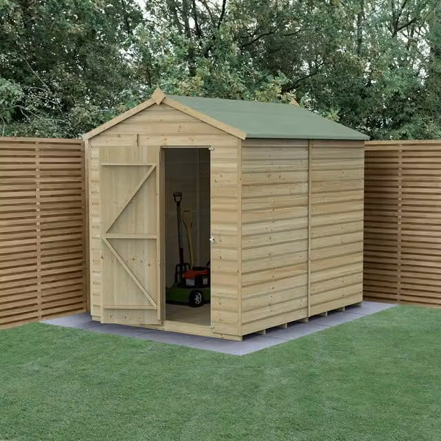 Beckwood Classic Apex Wood Shed with Foundation and Floor in Green and Brown