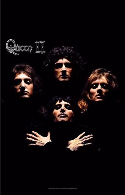 Queen II Black Typography Polyester Poster