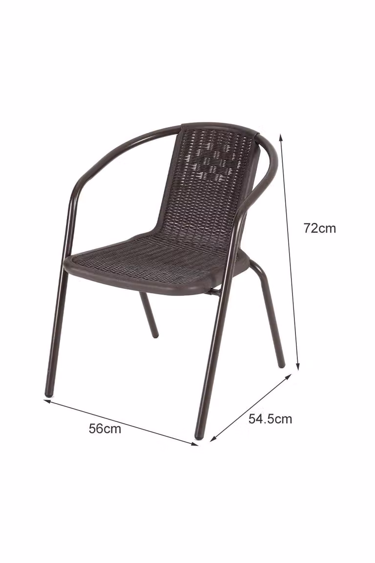 Living and Home Set of 6 Brown PE Rattan and Metal Stacking Garden Chairs