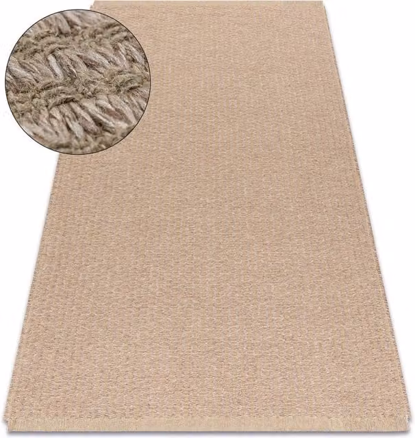 RugsX Beige Jute Rectangular Flat Weave Rug, W: 140 cm, D: 190 cm