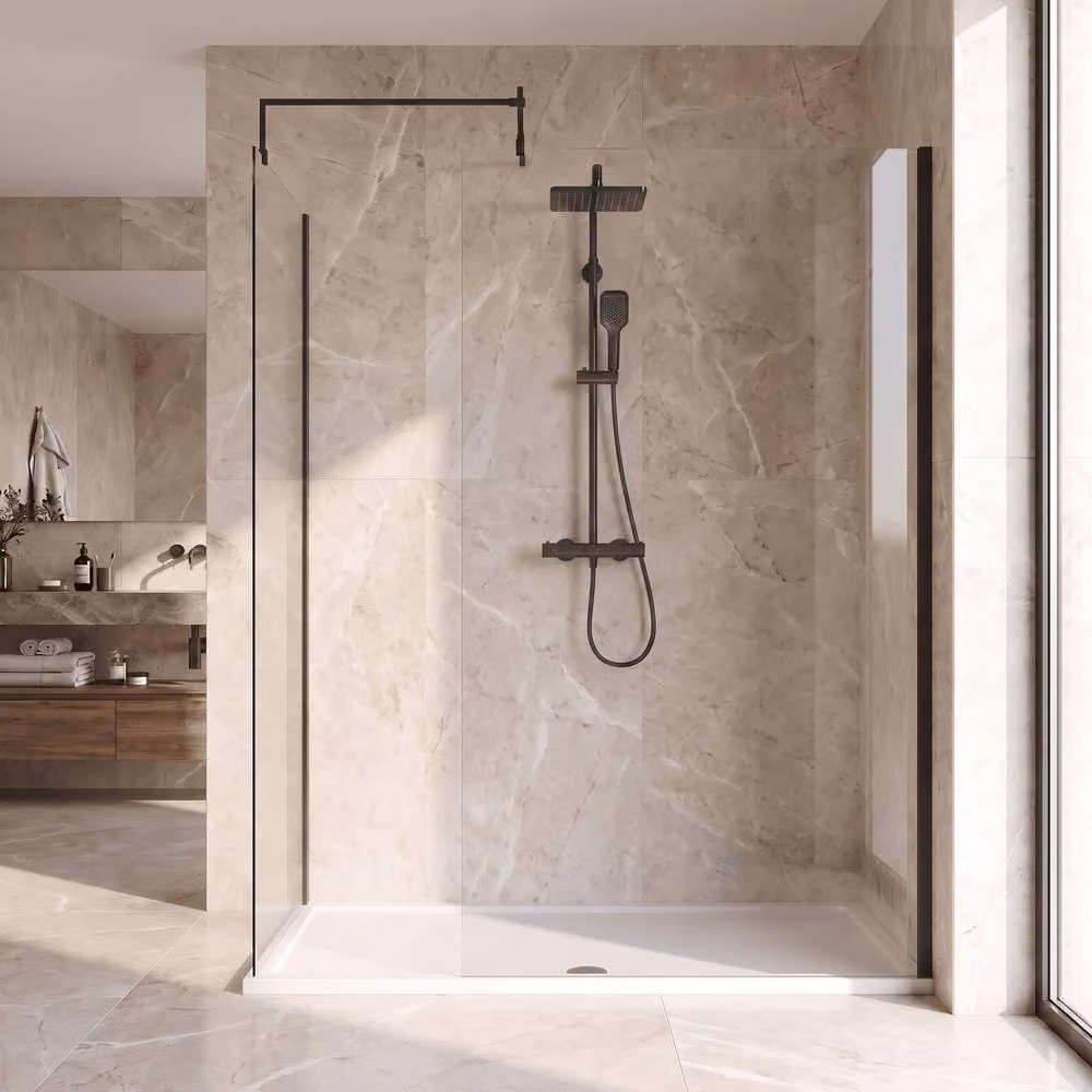 Balterley Walk-In Wetroom Bundle in Matt Black, W: 1700 mm, D: 700 mm – 2