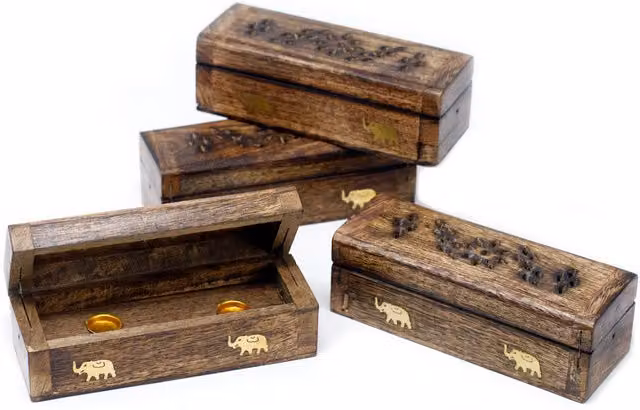 KDMD Brown Mango Wood Incense Cone Smoke Box, W/D/H: 15.24 x 15.24 x 15.24 cm – 3