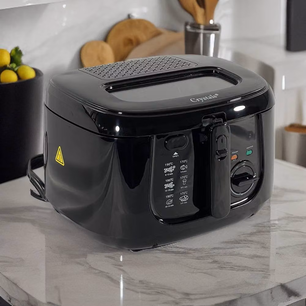 Crystals 2.5L Electric Deep Fat Fryer with Non-Stick Pan and Basket in Black – 3